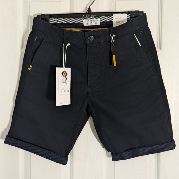 NWT Denim & Flower Navy Power Stretch Shorts - Picture 1 of 7